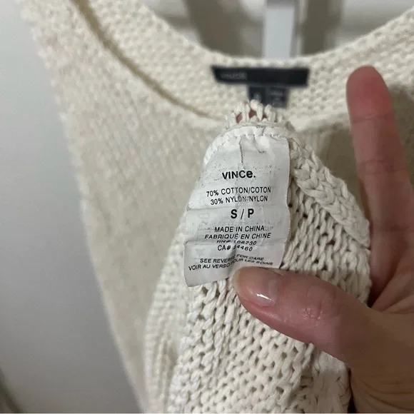 Vince Womens Off White Cotton Blend Knit Scoop Neck Tank Top Small - Picture 5 of 8